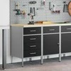 Darbo spinta su stalčių 2 pcs Juoda ir pilka 100 x 55 x 85 cm