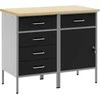 Darbo spinta su stalčių 2 pcs Juoda ir pilka 100 x 55 x 85 cm