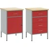 Darbo spinta su stalčių 2 pcs Raudona ir pilka 100 x 55 x 85 cm