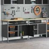 Darbastalio komplektas 2 pcs Juoda ir pilka 200 x 55 x 85 cm