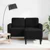 Dvivietė sofa su šezlongu, L formos, juoda, 125 cm, aksominis