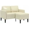 2-vietė sofa su krėslu L formos kreminė 125 cm dirbtinė oda