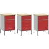 Darbo spinta su stalčių 3 pcs Raudona ir pilka 150 x 55 x 85 cm