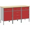 Darbo spinta 3 vnt. Raudona ir pilka 150 x 55 x 85 cm