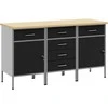 Darbo spinta su stalčių 3 pcs Juoda ir pilka 150 x 55 x 85 cm