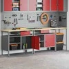 Darbastalio komplektas su stalčių 3 pcs Raudona ir pilka
