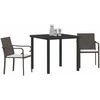 Lauko baldų komplektas Sodo valgomojo komplektas 3 pcs Ruda ir juoda PE ratanas
