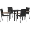Lauko baldų komplektas Sodo valgomojo komplektas 5 pcs Juoda Miltelinis plienas