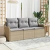 Lauko baldų komplektas Sodo Sofų Rinkinys su pagalve 3 pcs Smėlio poliratanas