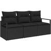 Lauko baldų komplektas Sofos komplektas 3 pcs Juoda poliratanas
