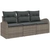 Sodo Sofų Rinkinys su saugykla 3 pcs Pilka Poli ratanas