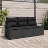 Lauko baldų komplektas Sofos komplektas 3 pcs Juoda poliratanas