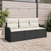 Lauko baldų komplektas Sodo Sofų Rinkinys su saugykla 3 pcs Juoda Poli ratanas