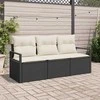 Sodo Sofų Rinkinys su pagalve 3 pcs Juoda ir Balta poliratanas