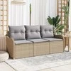 Lauko baldų komplektas Sodo Sofų Rinkinys su saugykla 3 pcs Smėlio Poli ratanas