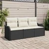 Lauko baldų komplektas Sodo Sofų Rinkinys su pagalve 3 pcs Juoda poliratanas