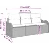 Lauko baldų komplektas Sodo Sofų Rinkinys su pagalve 3 pcs Juoda poliratanas