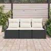 Sodo Sofų Rinkinys 3 pcs Juoda ir balta Poli ratanas