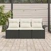 Sofos komplektas su pagalve 3 pcs Juoda poliratanas