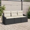 Lauko baldų komplektas Sofos komplektas su pagalve 3 pcs Juoda poliratanas