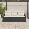 Lauko baldų komplektas Sofos komplektas su pagalve 3 pcs Juoda poliratanas