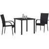 Lauko baldų komplektas Sodo valgomojo komplektas 3 pcs Juoda