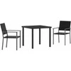 Lauko baldų komplektas Sodo valgomojo komplektas 3 pcs Juoda PE ratanas