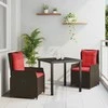 Lauko baldų komplektas Sodo valgomojo komplektas su pagalve 3 pcs Ruda Poli ratanas