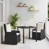 Lauko baldų komplektas Sodo valgomojo komplektas 3 pcs Juoda poliratanas