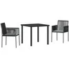 Lauko baldų komplektas Sodo valgomojo komplektas 3 pcs Juoda PE ratanas