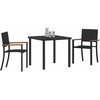 Lauko baldų komplektas Sodo valgomojo komplektas 3 pcs Juoda