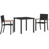Lauko baldų komplektas Sodo valgomojo komplektas 3 pcs Juoda