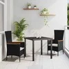Lauko baldų komplektas Sodo valgomojo komplektas su pagalve 3 pcs Juoda