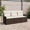 Lauko baldų komplektas Sodo Sofų Rinkinys su pagalve 3 pcs Ruda Poli ratanas