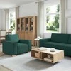 Sofa 3 pcs Tamsiai žalia 220 x 80 x 84 cm Lino mišinio audinys