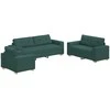 Sofa 3 pcs Tamsiai žalia 221 x 80 x 80 cm Lino mišinio audinys
