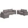 Sofa 3 pcs Taupe 219 x 80 x 82 cm Lino mišinio audinys