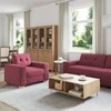 Sofa 3 pcs Vėjo raudona 221 x 80 x 80 cm Lino mišinio audinys