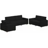 Sofa 3 pcs Juoda 220 x 80 x 84 cm Lino mišinio audinys