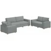 Sofa 3 pcs Šviesiai pilka 220 x 80 x 84 cm Lino mišinio audinys
