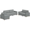 Sofa 3 pcs Šviesiai pilka 221 x 80 x 80 cm Lino mišinio audinys