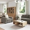 Sofa 3 pcs Tamsiai pilka 221 x 80 x 80 cm Lino mišinio audinys