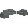 Sofa 3 pcs Tamsiai pilka 220 x 80 x 84 cm Lino mišinio audinys