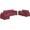 Sofa 3 pcs Vėjo raudona 219 x 80 x 82 cm Lino mišinio audinys
