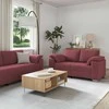 Sofa 3 pcs Vėjo raudona 219 x 80 x 82 cm Lino mišinio audinys