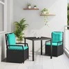 Lauko baldų komplektas Sodo valgomojo komplektas 3 pcs Juoda poliratanas