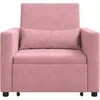 Fotelis Ištraukiamas sofa-lova vienvietis Šviesiai rožinė Aksomas