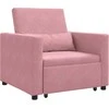 Fotelis Ištraukiamas sofa-lova vienvietis Šviesiai rožinė Aksomas