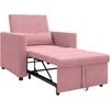 Fotelis Ištraukiamas sofa-lova vienvietis Šviesiai rožinė Aksomas