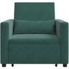 Fotelis Ištraukiamas sofa-lova vienvietis Tamsiai žalia Aksomas